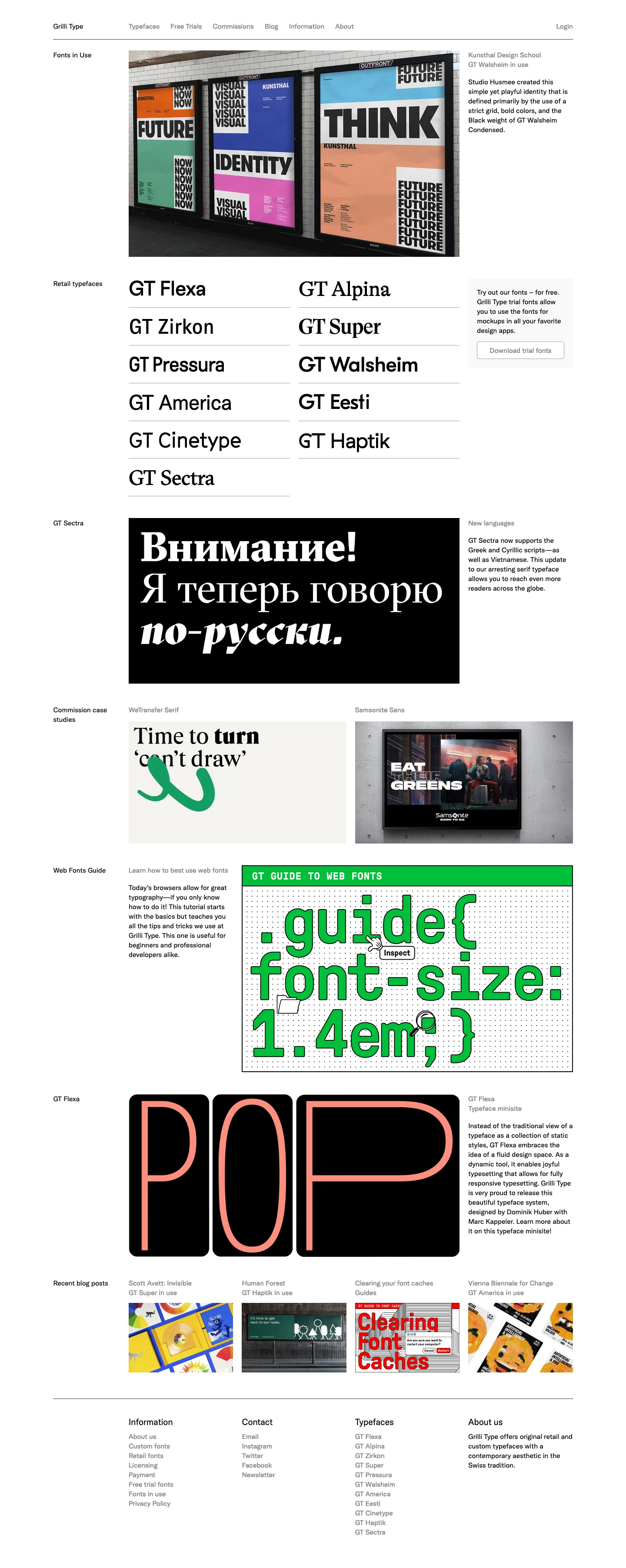 Grilli Type Landing Page Example: Grilli Type offers original retail and custom typefaces with a contemporary aesthetic in the Swiss tradition.