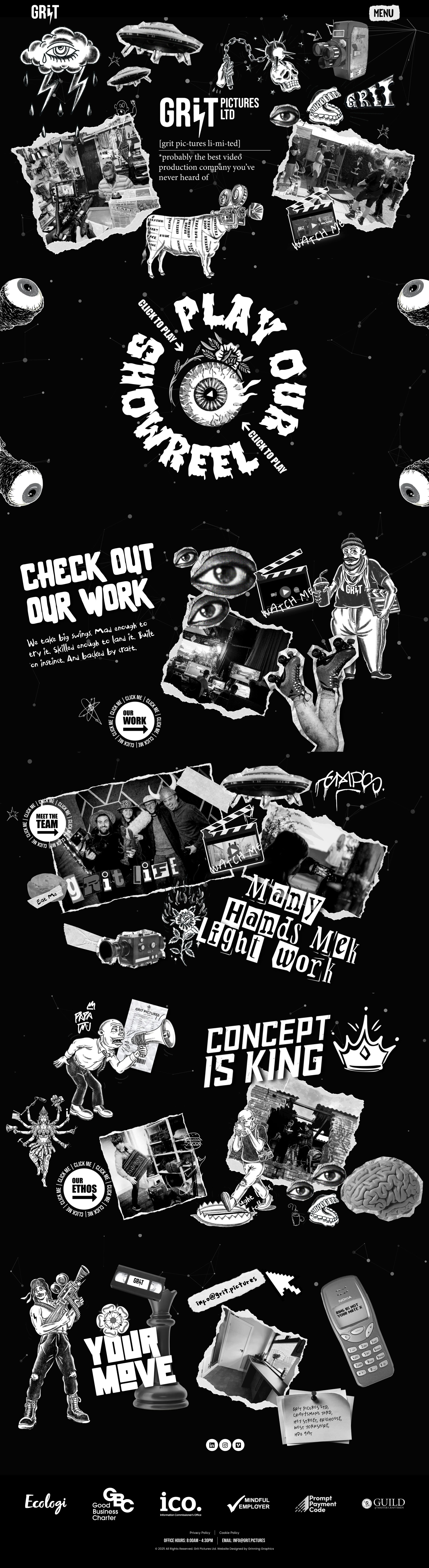 Grit Pictures Landing Page Example: Proper Commercial Filmmaking.