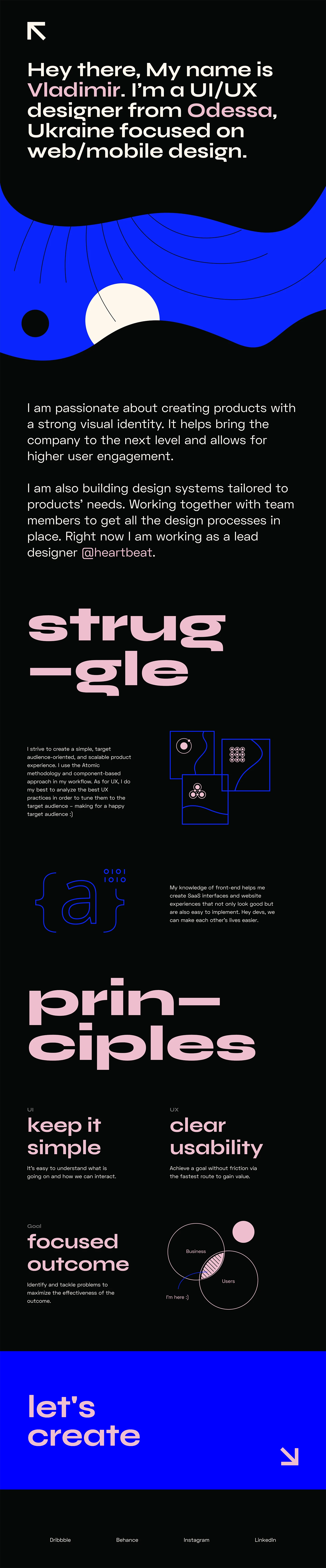 Vladimir Gruev Landing Page Example: A creative web designer from Odessa, Ukraine keep on usability and simplicity.