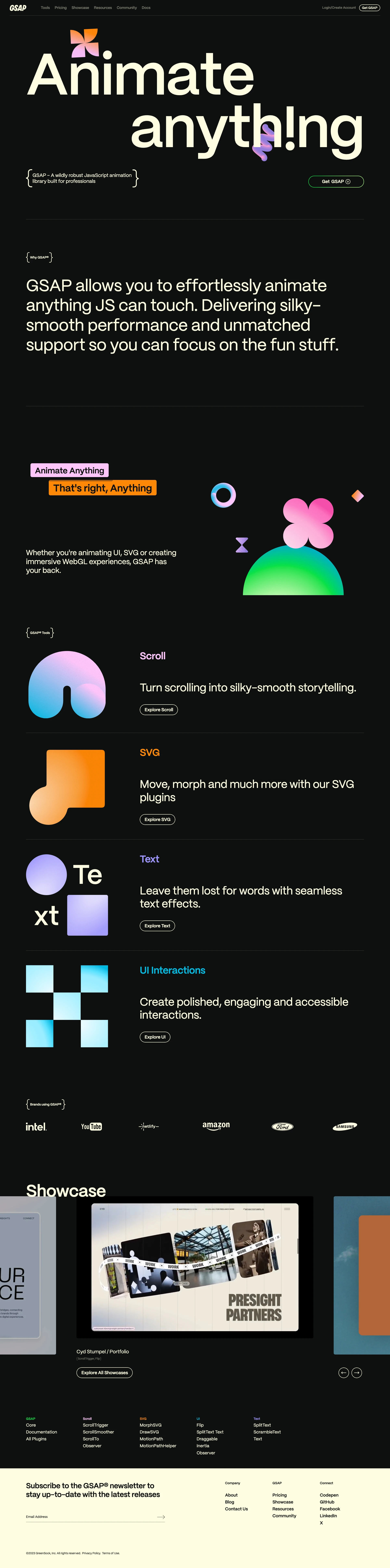 GSAP Landing Page Example: GSAP is an industry standard JavaScript animation library from GreenSock that lets you craft high-performance animations that work in every major browser.