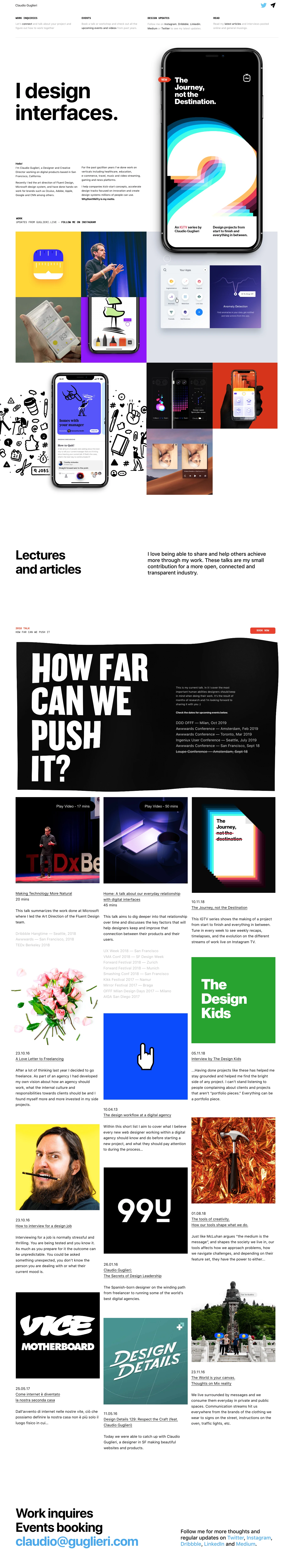 Claudio Guglieri Landing Page Example: Claudio Guglieri, designer & creative director based in San Francisco.
