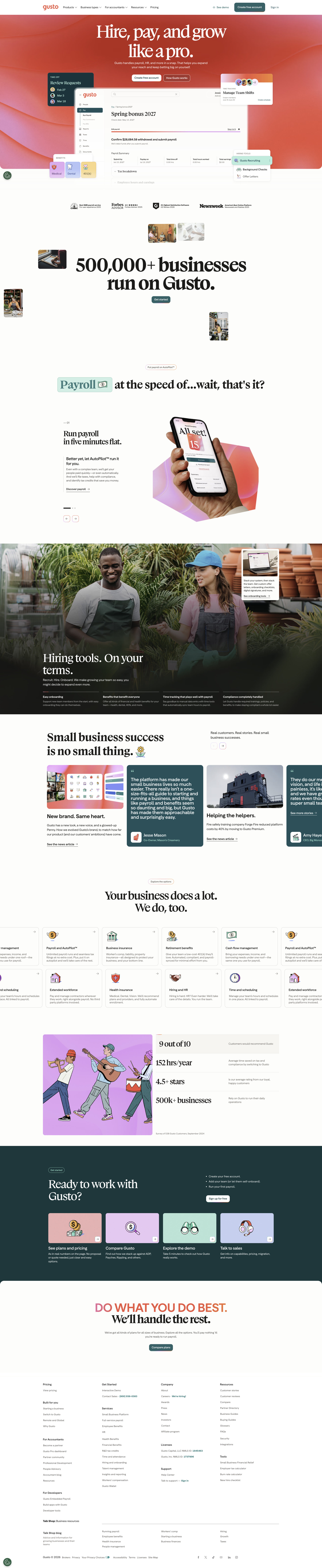 Gusto Landing Page Example: Gusto | Gusto offers fully integrated online HR services: payroll, benefits and everything else.