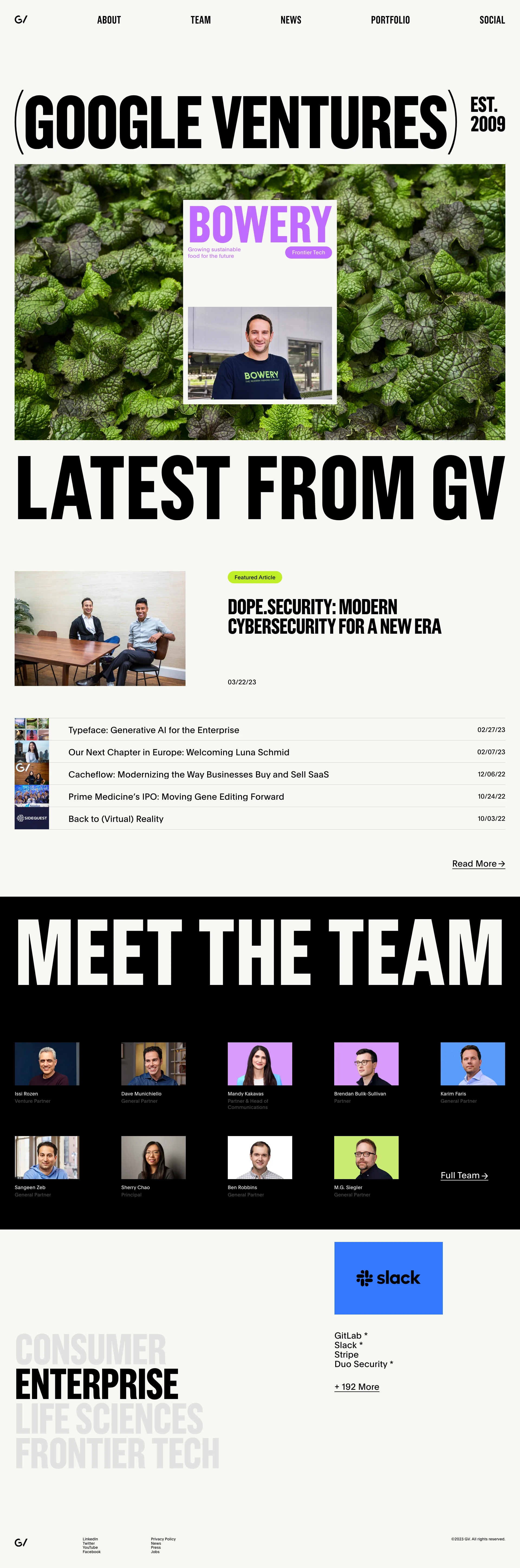 GV Landing Page Example: GV supports innovative founders moving the world forward.