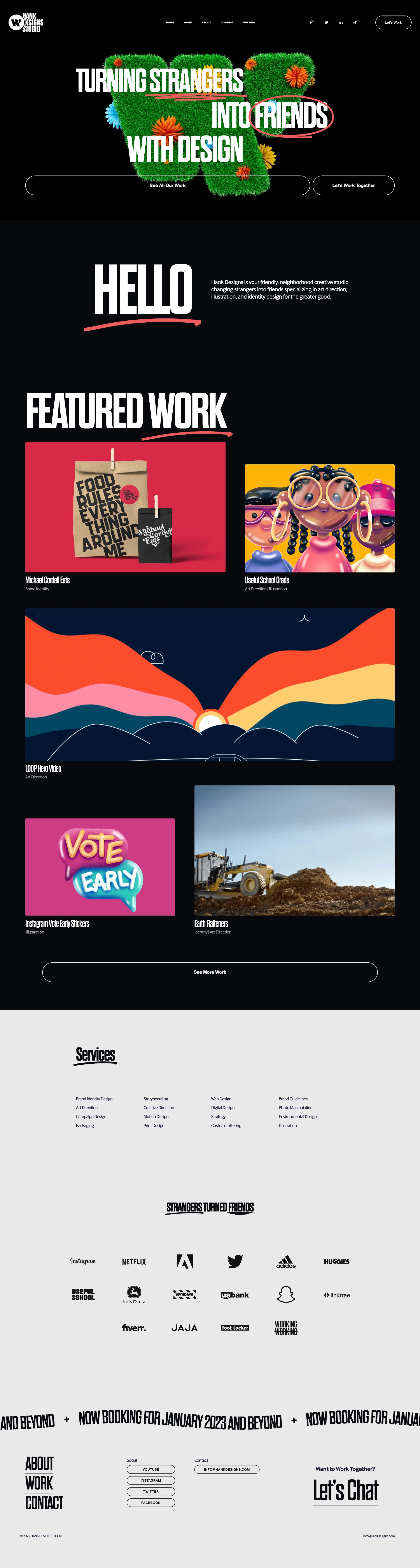 Hank Designs Landing Page Example: Hank Designs is a branding and creative studio that helps brands turn strangers into friends and then fans using design, illustration, and art direction.