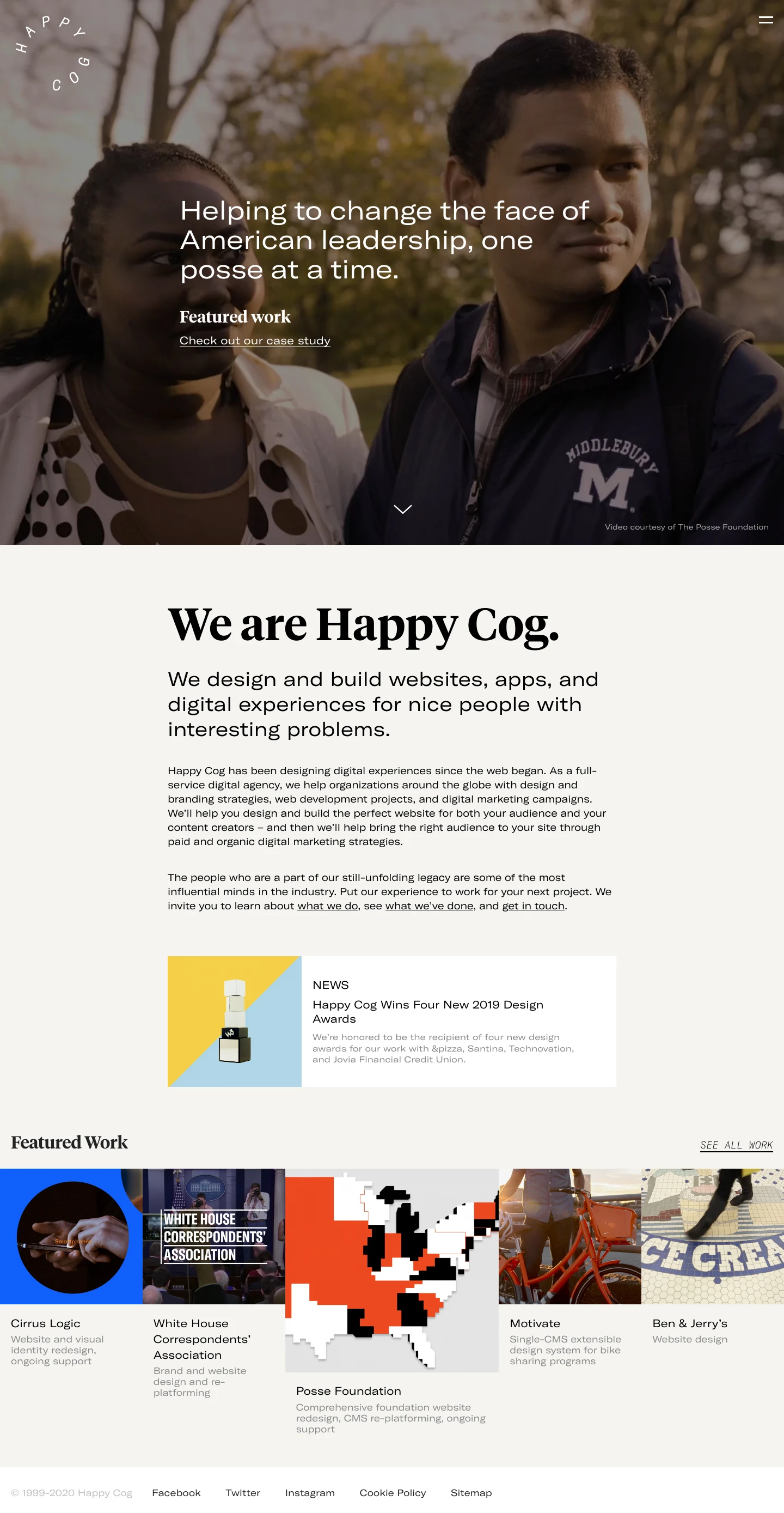 Happy Cog Landing Page Example: Happy Cog is an award-winning, full-service digital agency. We offer web development, design & branding, and digital marketing services.
