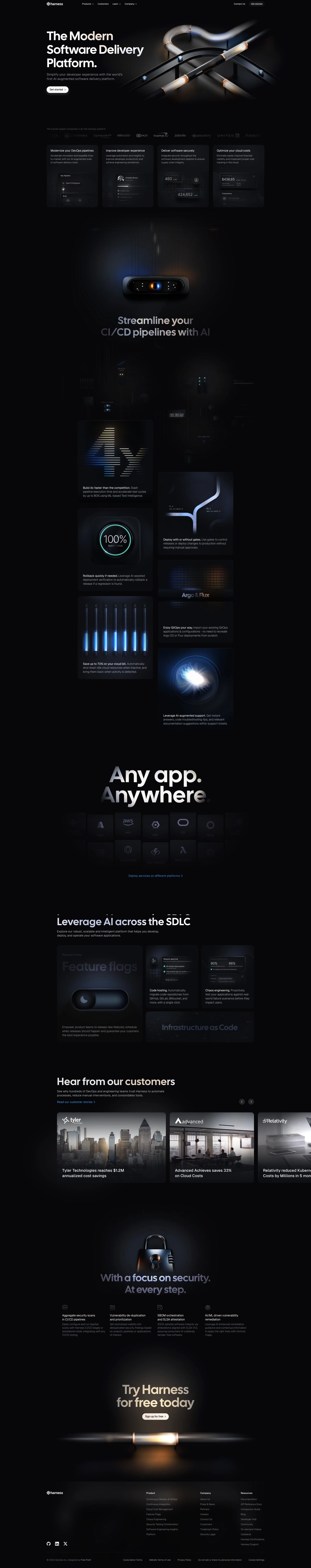 Harness Landing Page Example: Harness is a modern software delivery platform that allows engineers and DevOps to build, test, deploy, and verify software, on-demand.