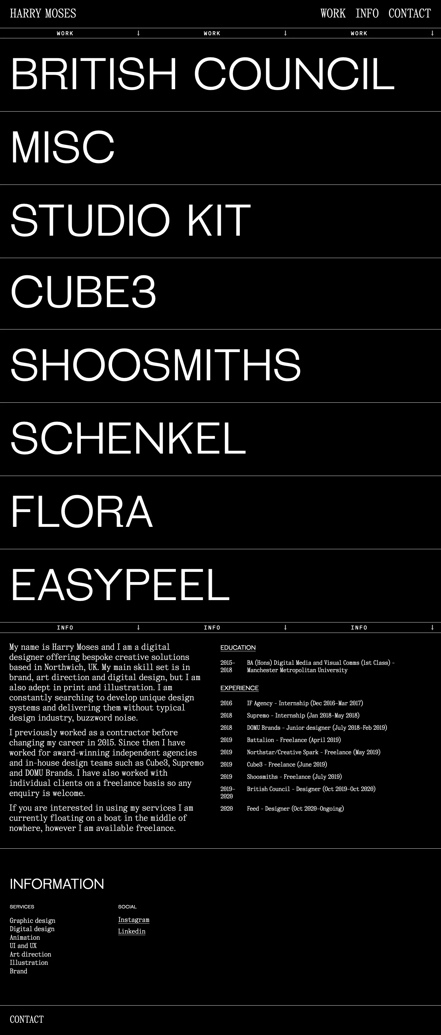 Harry Moses Landing Page Example: Harry Moses is an Independent graphic and digital designer, based in Northwich, UK.
