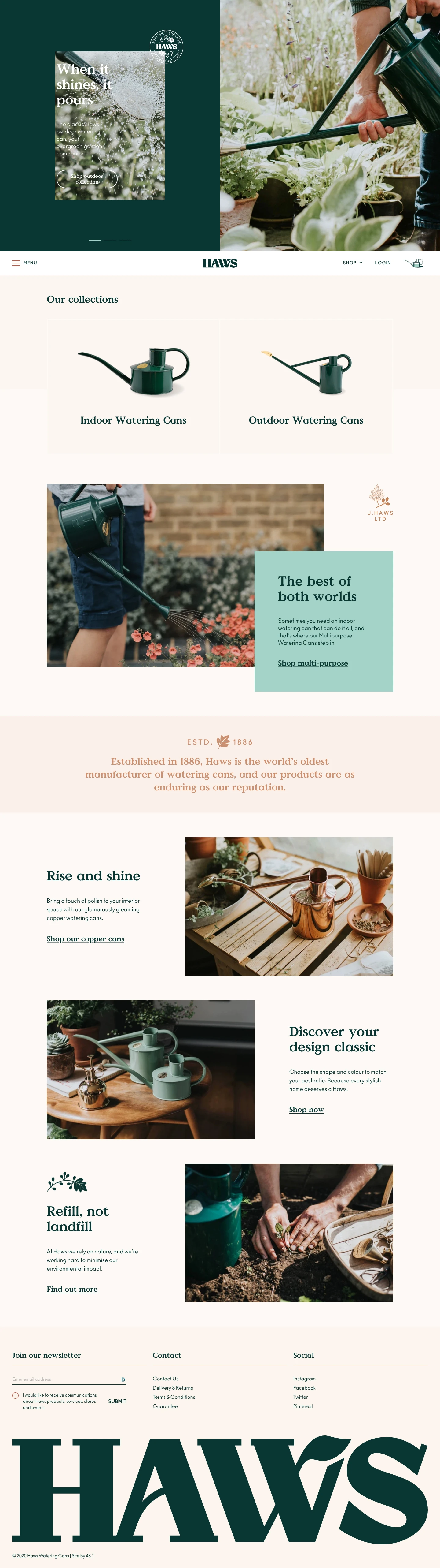 Haws Landing Page Example: Beautiful traditional accessories for the home and garden. Made in England for over 130 years.