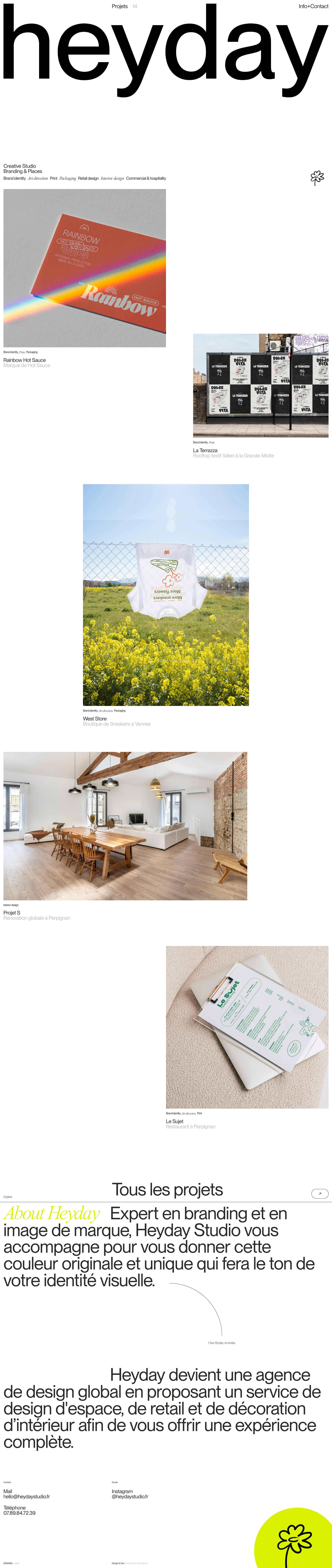 Heyday Landing Page Example: Creative Studio, Branding & Places, Toulouse.