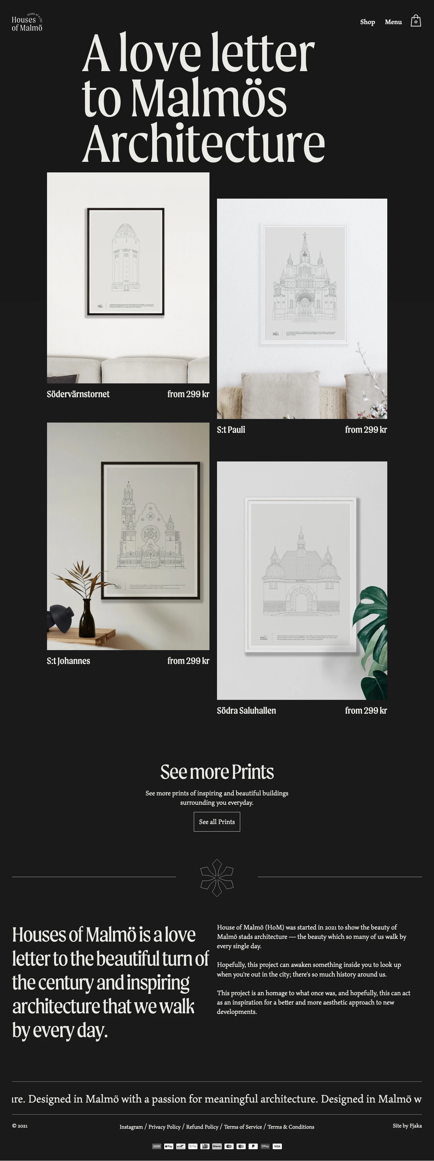 Houses Of Malmö Landing Page Example: Houses of Malmö is a love letter to the beautiful turn of the century and inspiring architecture that we walk by every day.