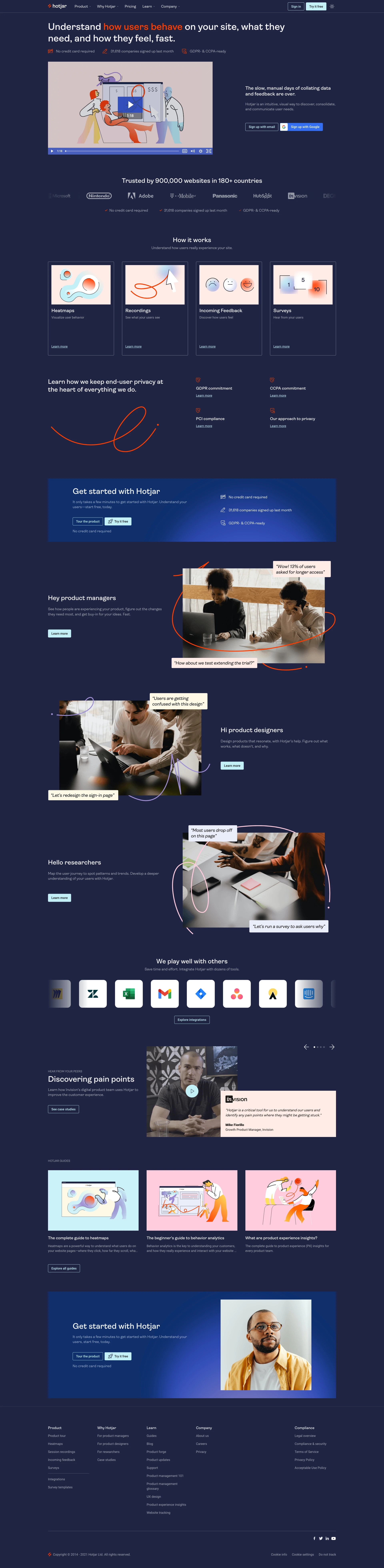 Hotjar Landing Page Example: Website Heatmaps & Behavior Analytics Tools. See how visitors are really using your website, collect user feedback and turn more visitors into customers.