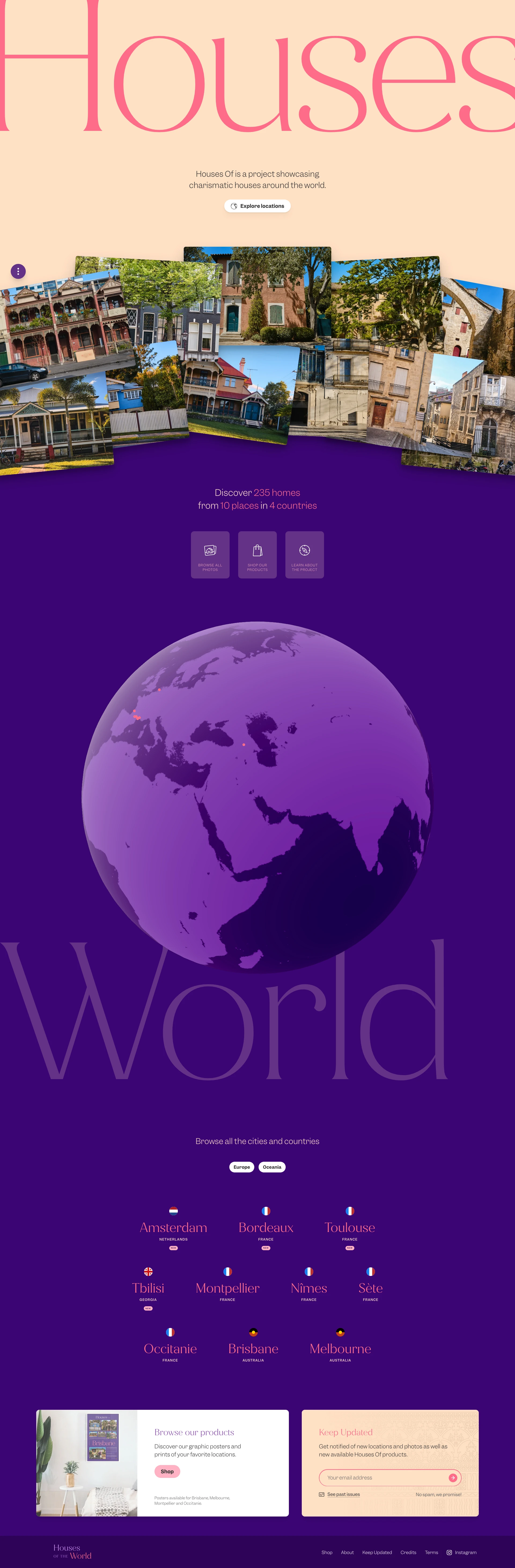 Houses Of The World Landing Page Example: Houses Of is a project showcasing charismatic houses around the world.