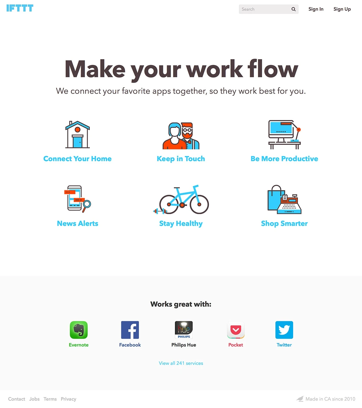 IFTTT Landing Page Example: IFTTT puts the internet to work for you. Create simple connections between the products you use every day.