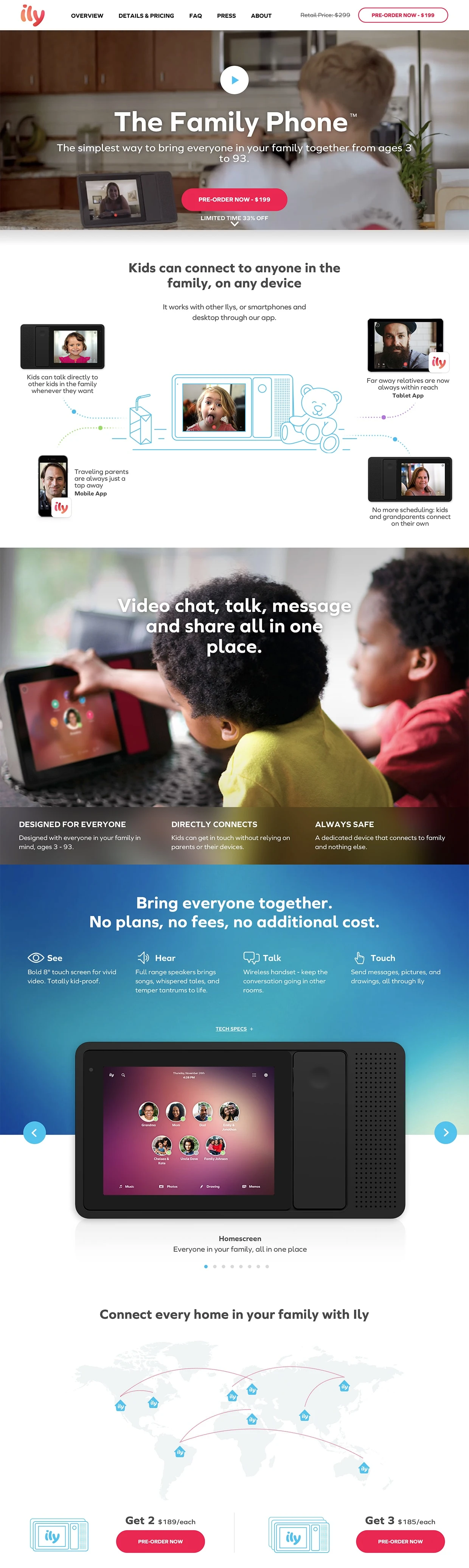 ILY Landing Page Example: The simplest way to bring everyone in your family together from ages 3 to 93.