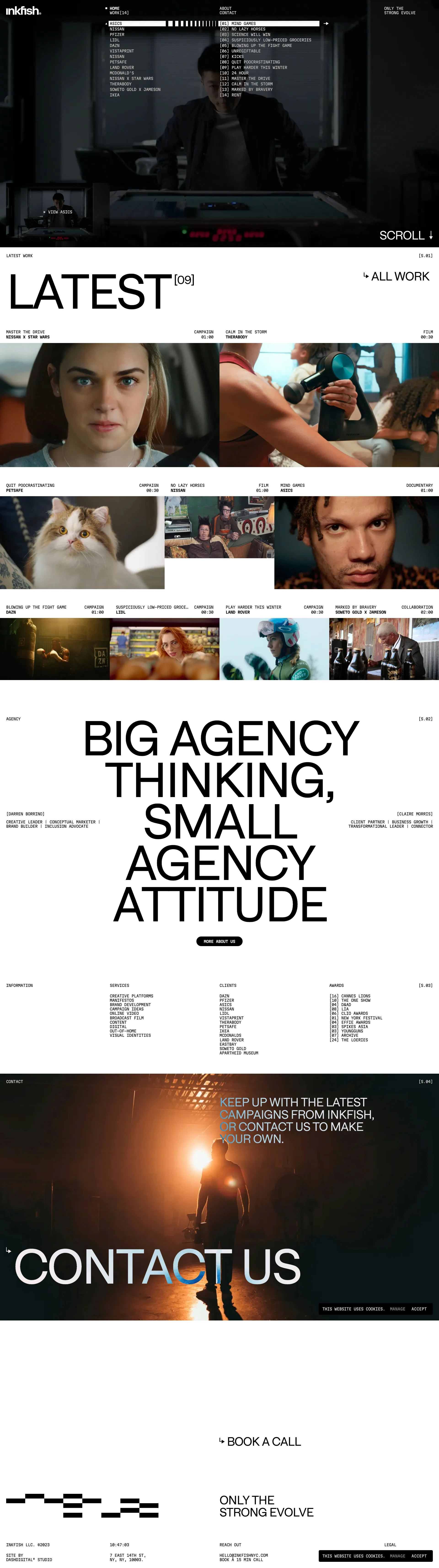Inkfish Landing Page Example: Top talent from around the world, selected for each project. Inkfish is more than a name, it’s an evolved way of working.