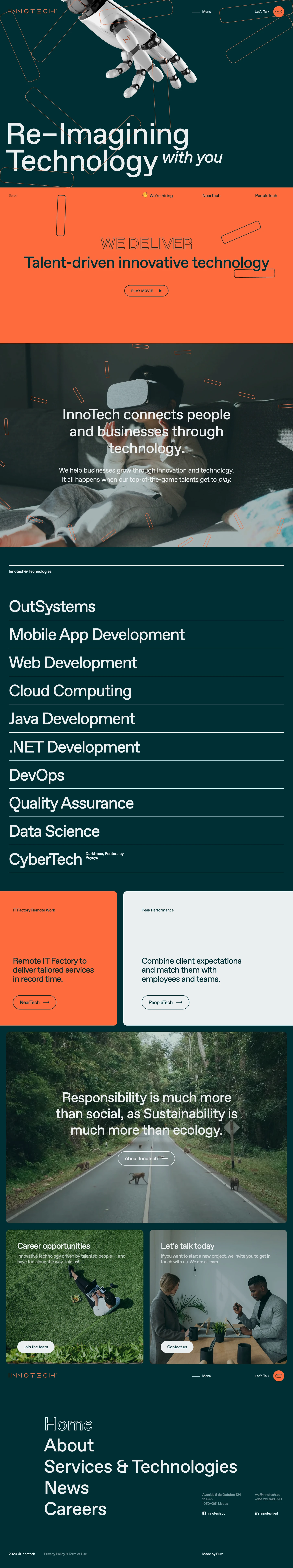 Innotech Landing Page Example: We are Innotech, an IT Consultancy company focused on re-imagining technology.