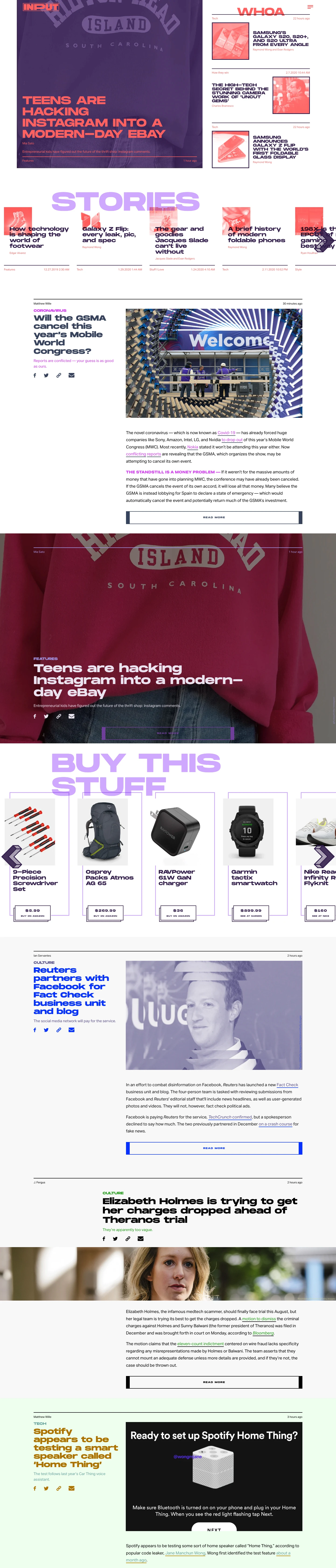Input Landing Page Example: What comes next in technology news.