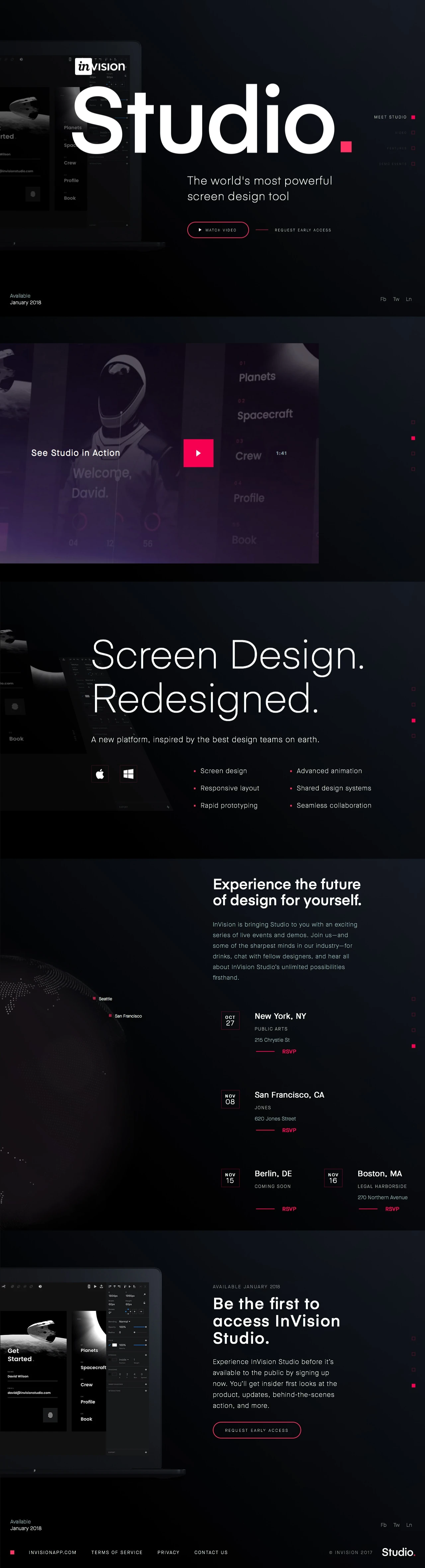 InVision Studio Landing Page Example: The world’s most powerful screen design tool. Rapid prototyping, animation, built-in design systems, and collaboration all in one place.