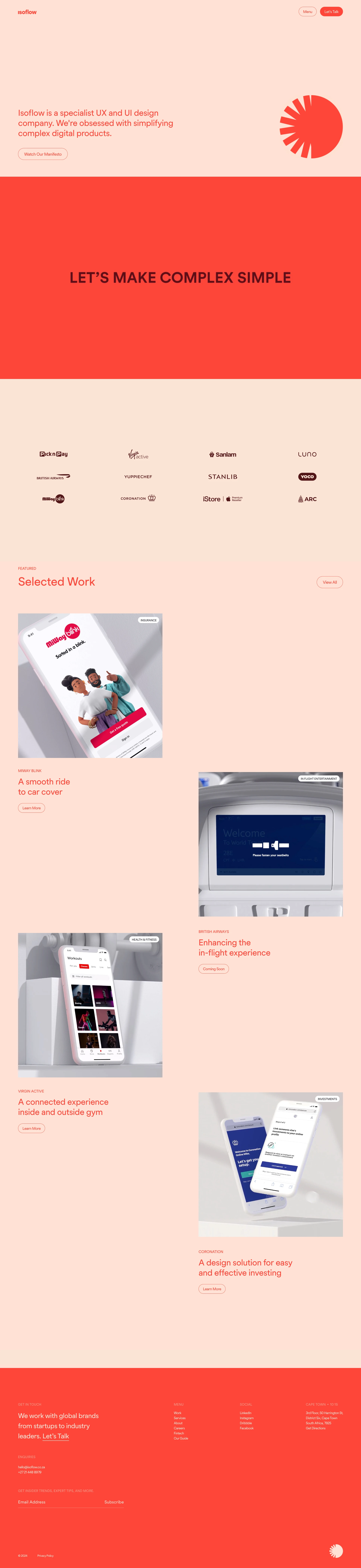 Isoflow Landing Page Example: Isoflow is a specialist UX and UI design company. We're obsessed with simplifying complex digital products.