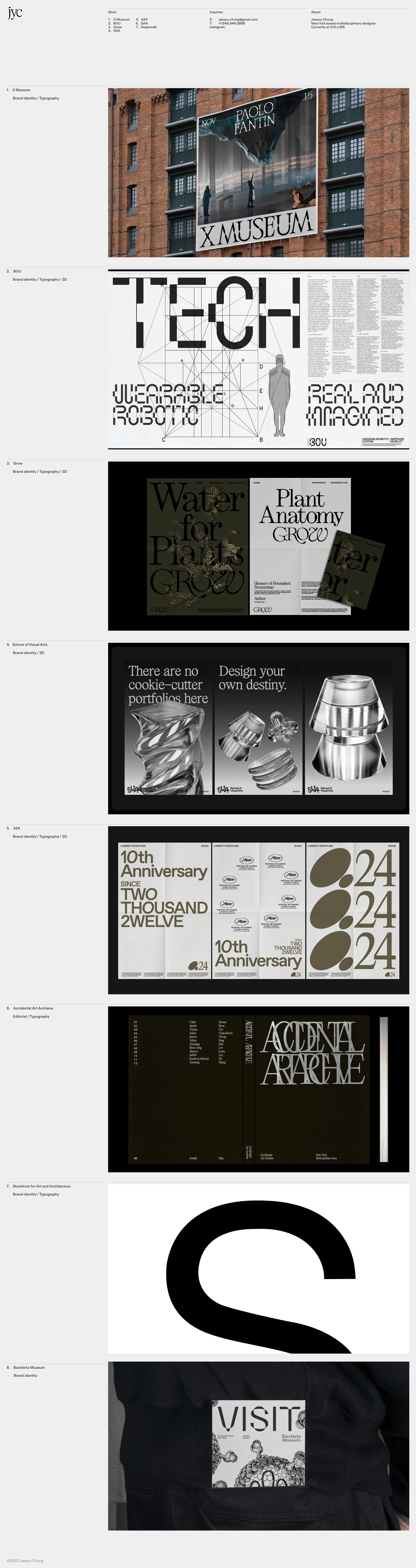 Jaeyou Chung Landing Page Example: New York based multidisciplinary designer.