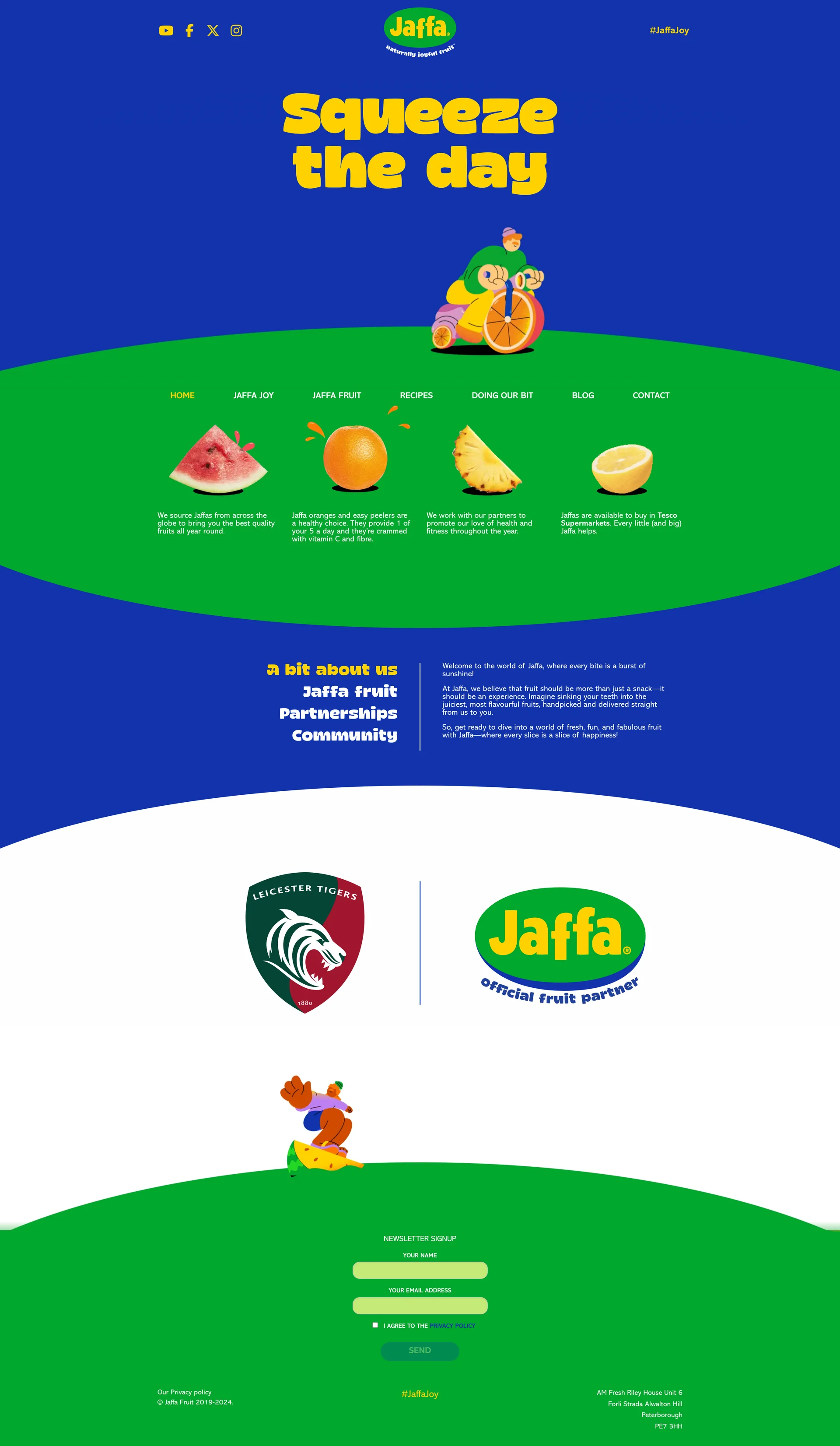 Jaffa Landing Page Example: Jaffa is the world's leading citrus brand and available throughout Tesco stores nationwide. From delicious Oranges and Easy Peeler's through to our specialist Grape varieties selected from around the world.