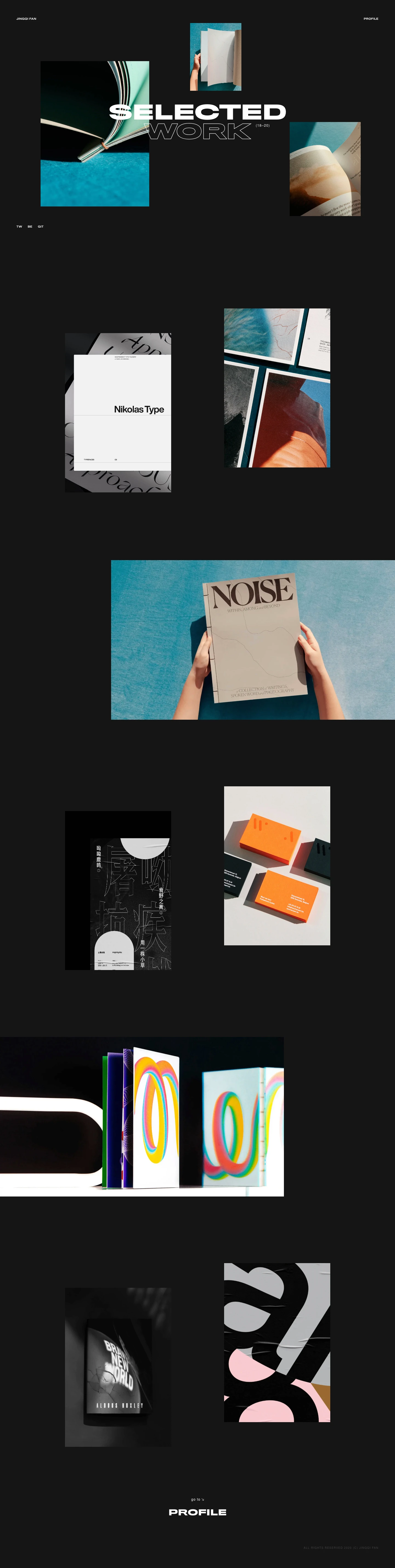 Jingqi Fan Landing Page Example: Hello! I'm Jingqi, a designer with a deep interest in new modes of interaction and visual communication, previously interned at Apple.