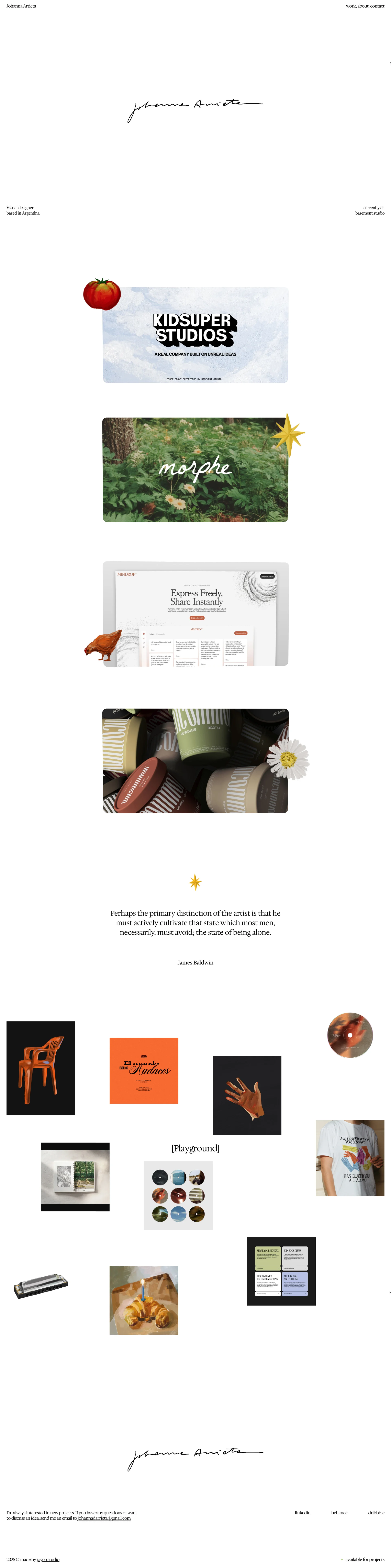 Johanna Arrieta Landing Page Example: Johanna  Arrieta is a multidisciplinary artist and designer based in Buenos Aires, Argentina.