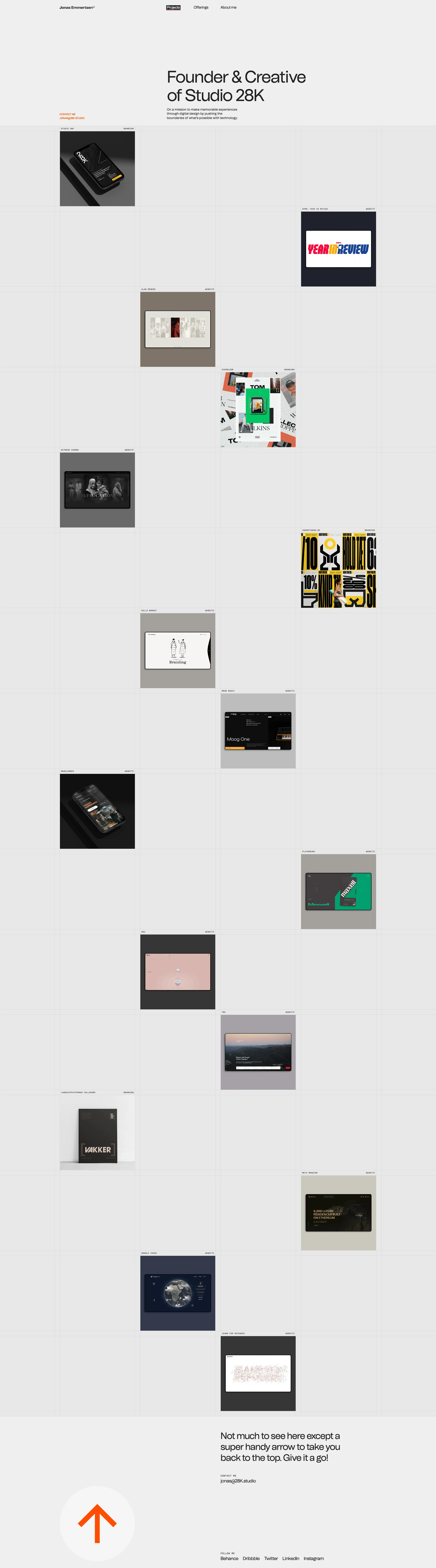 Jonas Emmertsen Landing Page Example: Founder & Creative at Studio 28K. On a mission to make the most memorable web experiences.