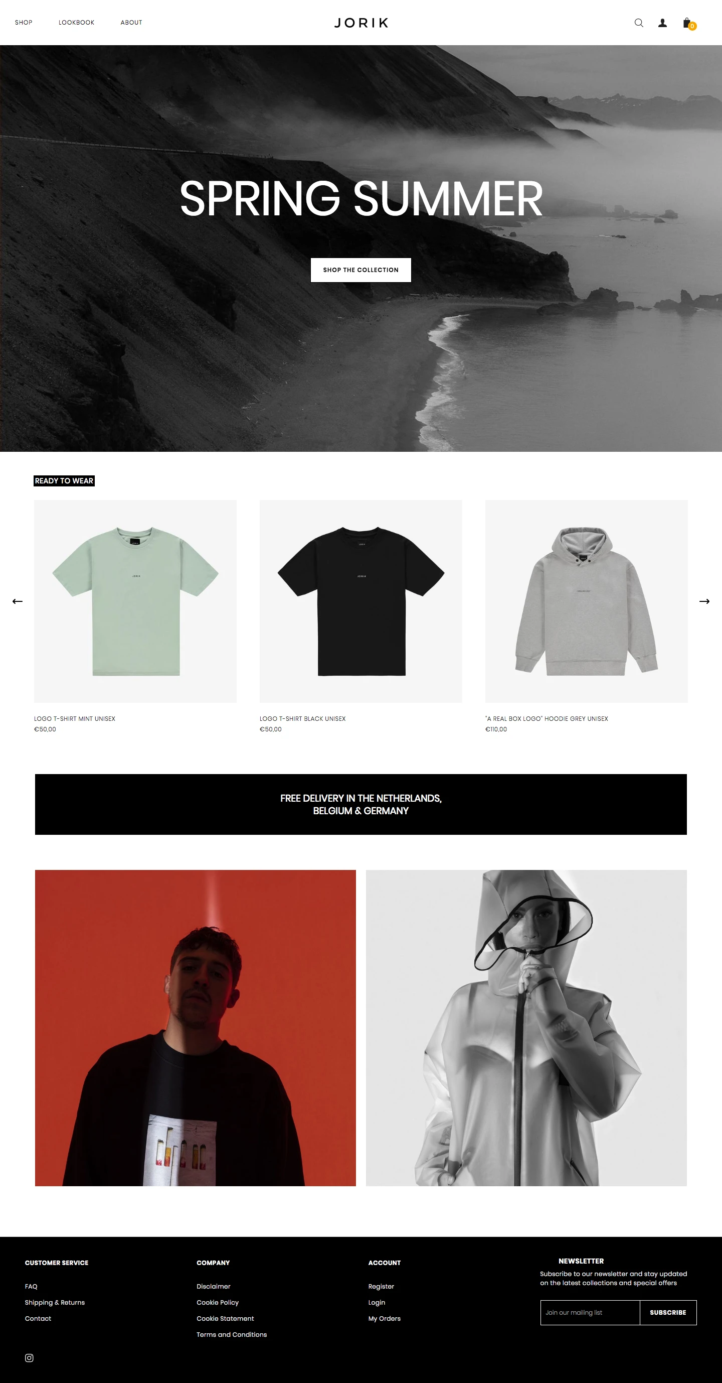 JORIK Landing Page Example: JORIK is a fashion label rooted in the current street culture. A lifestyle as much as it is a brand, JORIK takes inspiration from daily life, popular style icons and a man’s ultimate muse; his wife. Resulting in an exclusive quality streetwear collection with an attitude.