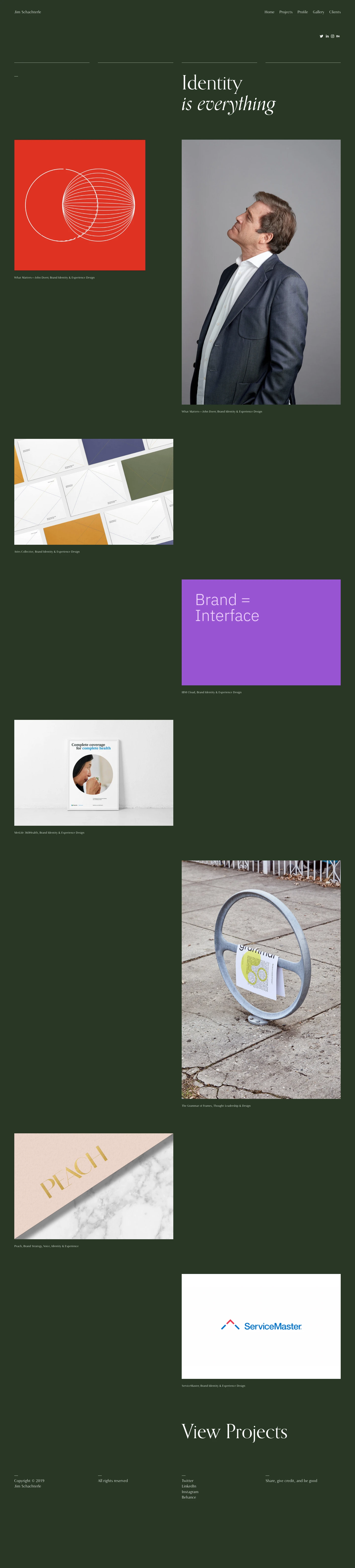 Jim Schachterle Landing Page Example: The online portfolio of Jim Schachterle — creative leader and designer