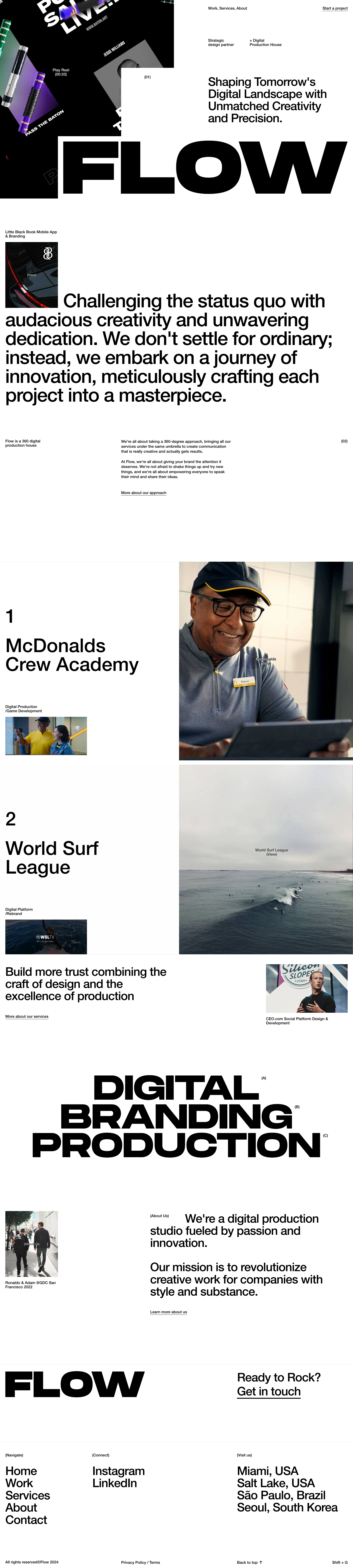 Flow Landing Page Example: Creating successful digital campaigs for companies of all sizes. We are Flow, Strategic design partner + Digital  Production House.
