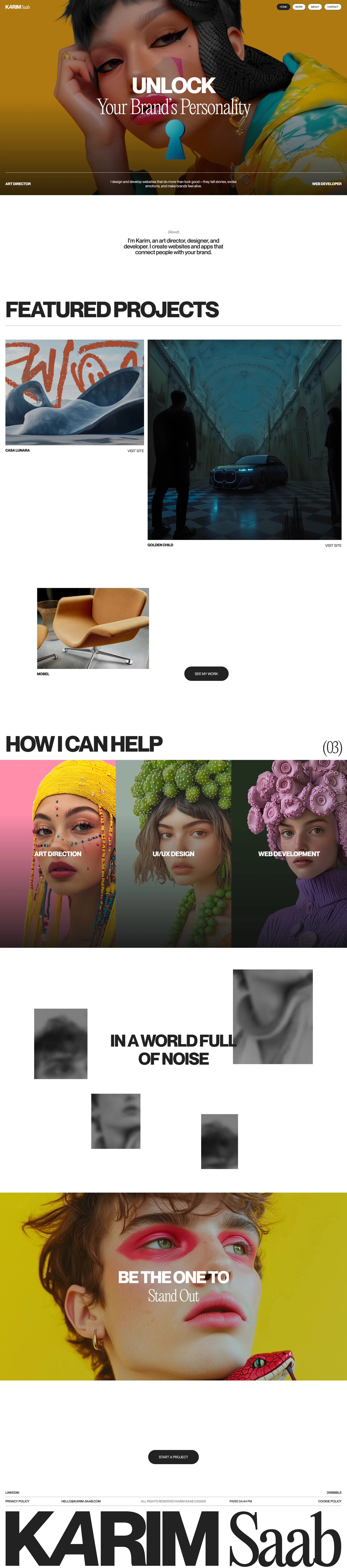 Karim Saab Landing Page Example: Karim Saab is a designer, developer, and art director creating websites and digital experiences that bring brands to life with personality, clarity, and a feel people remember.