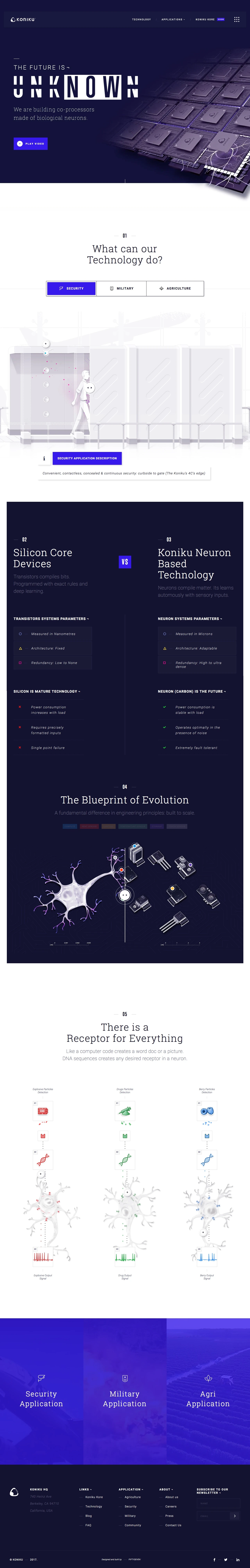 Koniku Landing Page Example: Koniku Inc. the world’s first Neurotechnology company. We are merging synthetic neurobiology with silicon — Bio is Tech