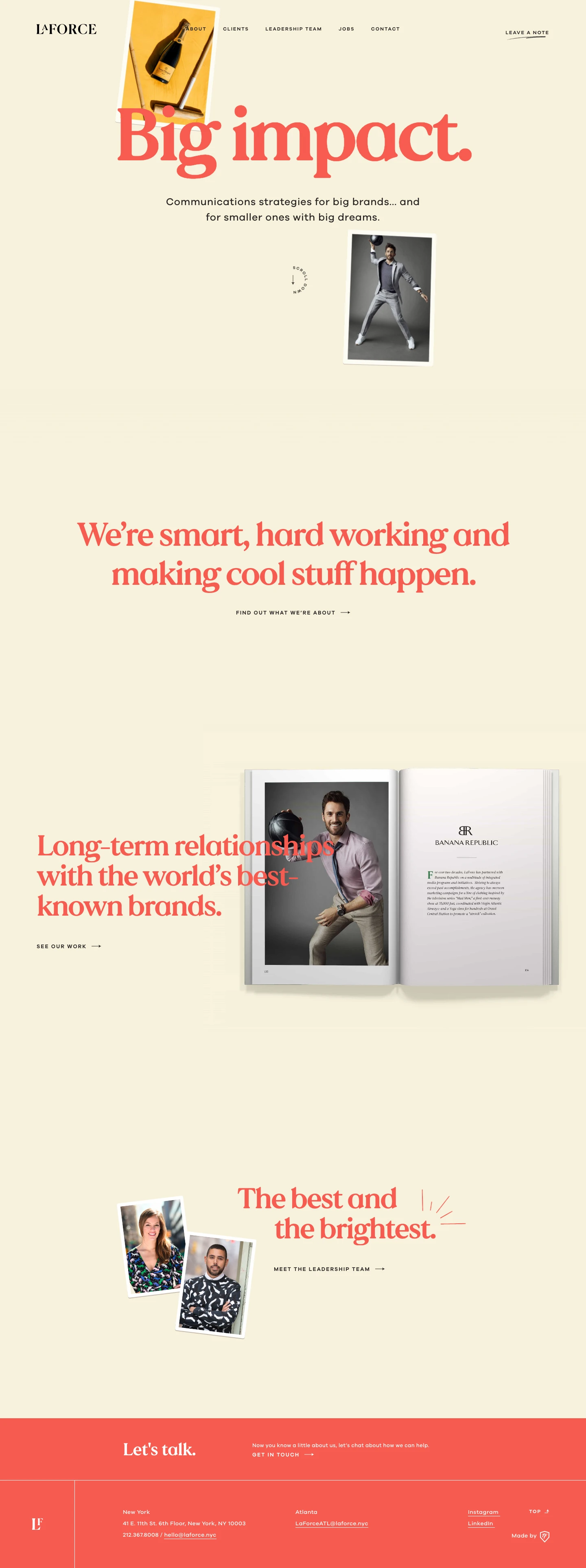 LaForce Landing Page Example: Communications strategies for big brands… and for smaller ones with big dreams.