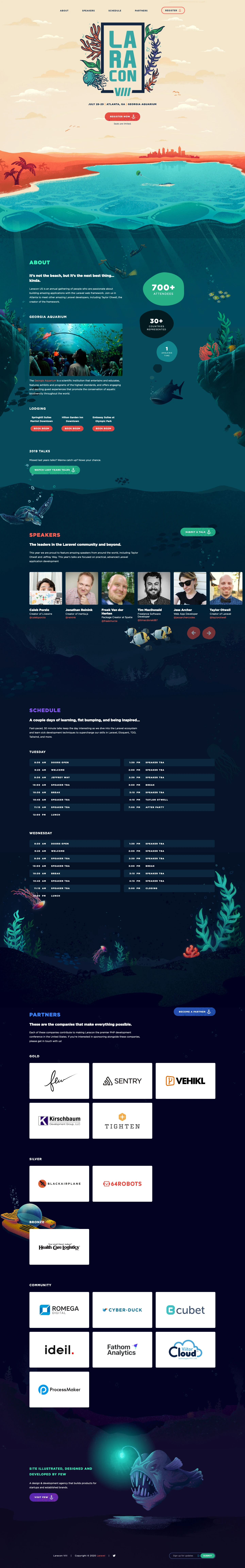 Laracon VIII Landing Page Example: Laracon US is an annual gathering of people who are passionate about building amazing applications with the Laravel web framework.