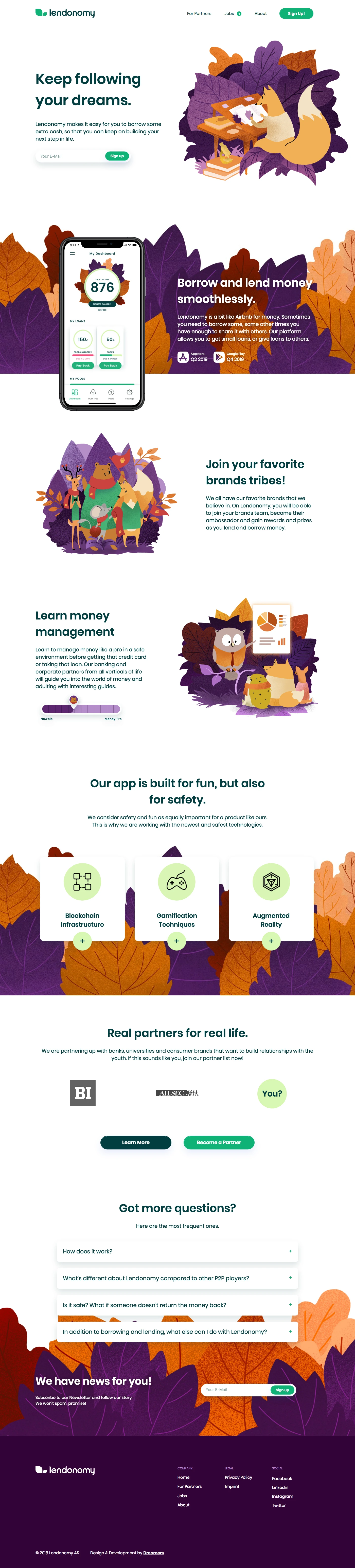 Lendonomy Landing Page Example: Lendonomy makes it easy for you to borrow some extra cash, so that you can keep on building your next step in life.