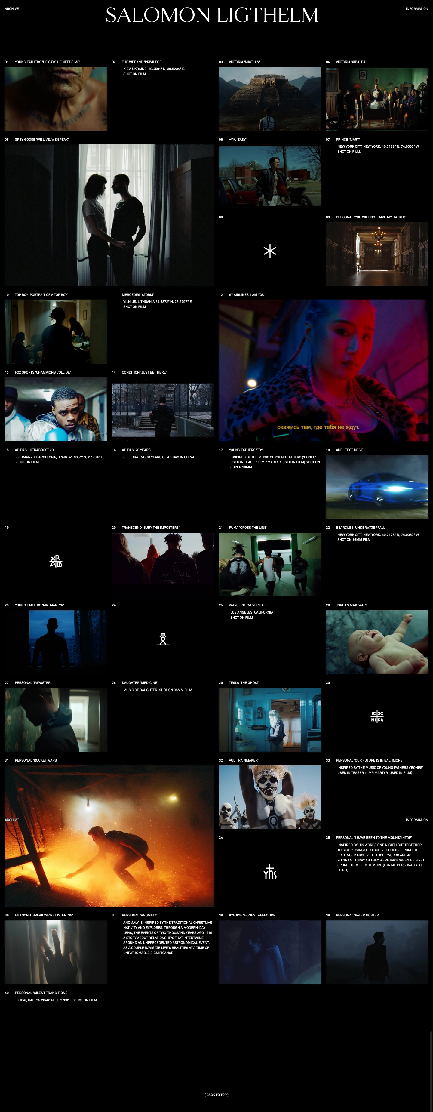 Salomon Ligthelm Landing Page Example: Salomon is a self-taught filmmaker whose international background figures strongly in his distinctive, visual style.