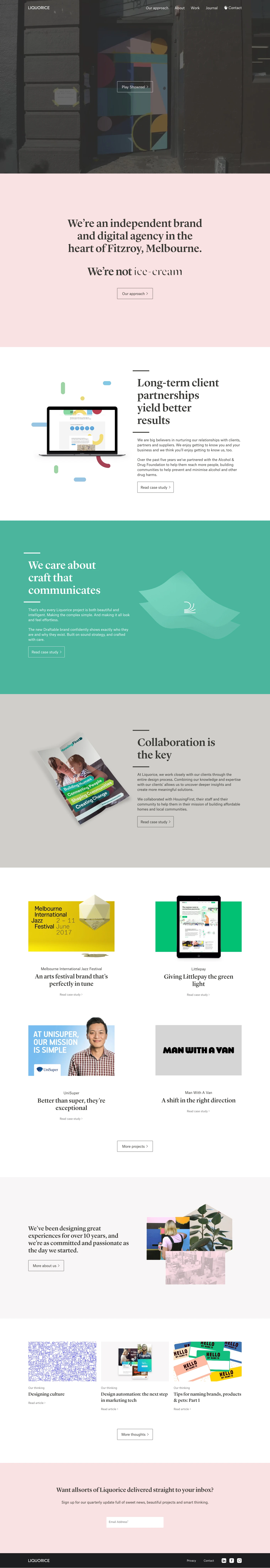 Liquorice Landing Page Example: Melbourne digital & brand agency, specialists in design and development of websites and smarter brands