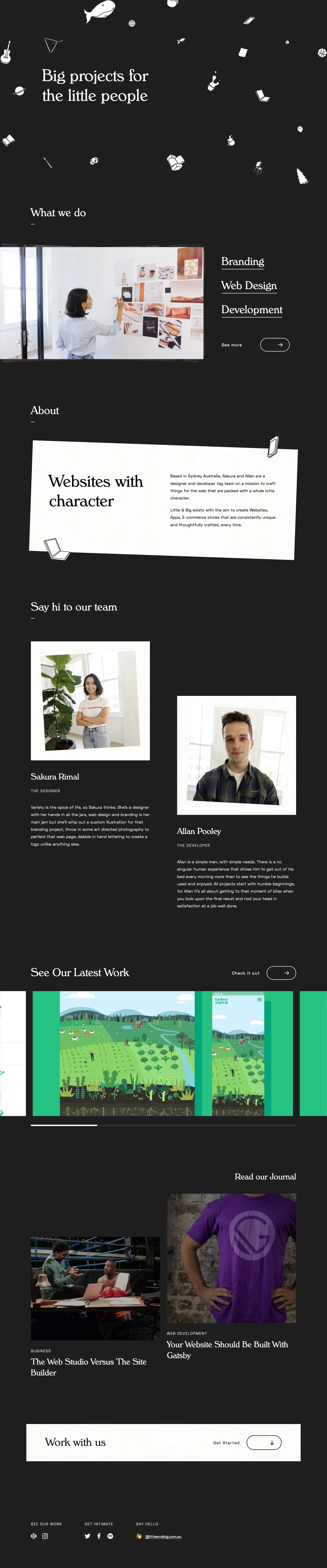 Little & Big Landing Page Example: Little & Big exists with the aim to create Websites, Apps, E-commerce stores that are consistently unique and thoughtfully crafted, every time. Sydney Based Web Design & Development