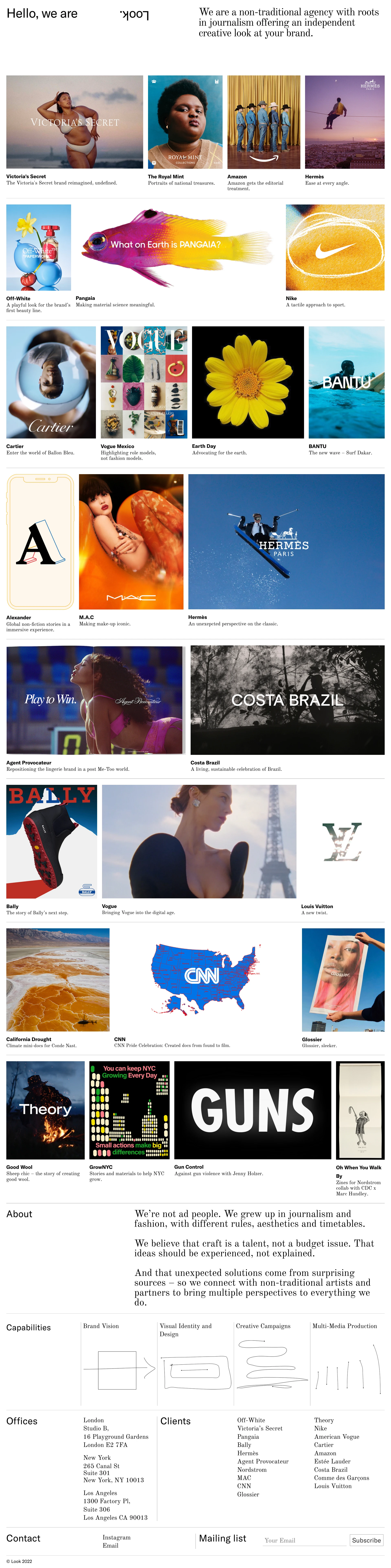 Look Landing Page Example: We are a non-traditional agency with roots in journalism offering an independent creative look at your brand.