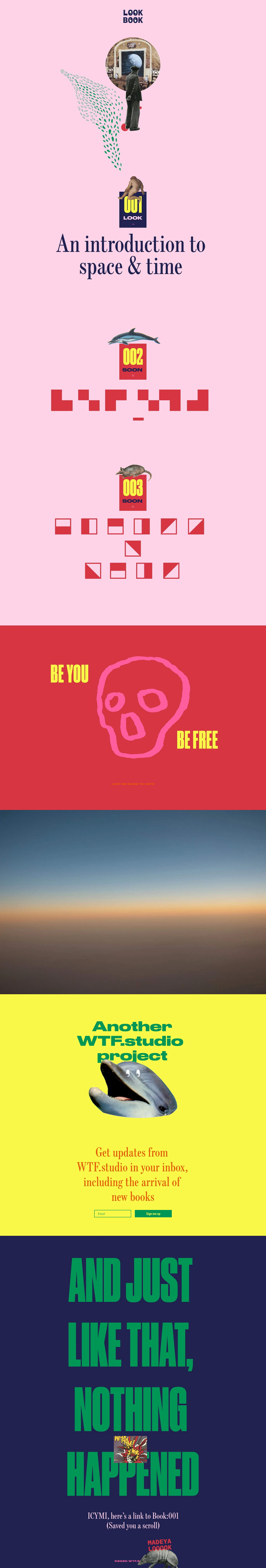 LookBook Landing Page Example: LookBook is a digital sketchbook. Each one also features a themed Spotify playlist.