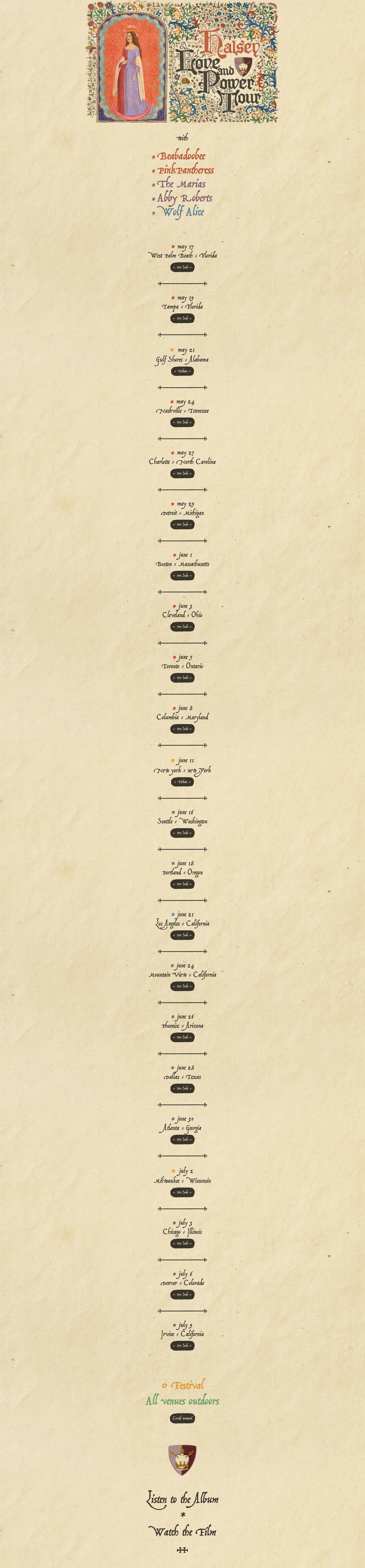 Halsey Love and Power Tour Landing Page Example: Halsey's New Album.
