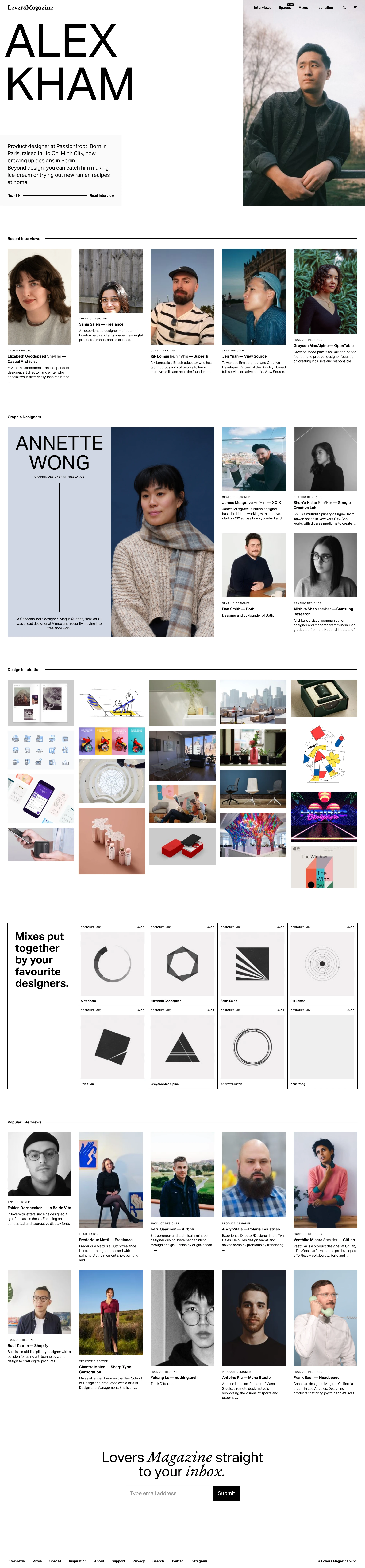 Lovers Magazine Landing Page Example: Lovers Magazine is an online magazine for creative professionals. We put the spotlight on designers from a range of disciplines that are creating the future and touching the lives of many.