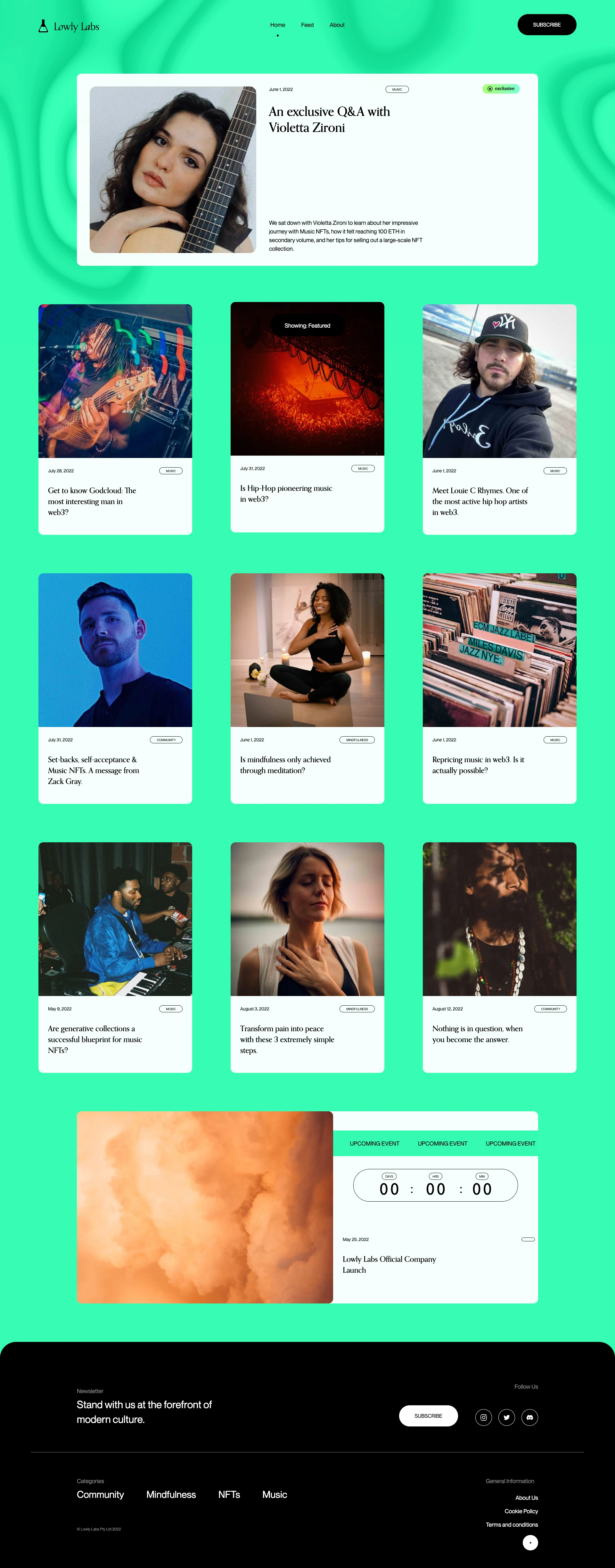 Lowly Labs Landing Page Example: Welcome to your new favourite web3-focussed media publication.