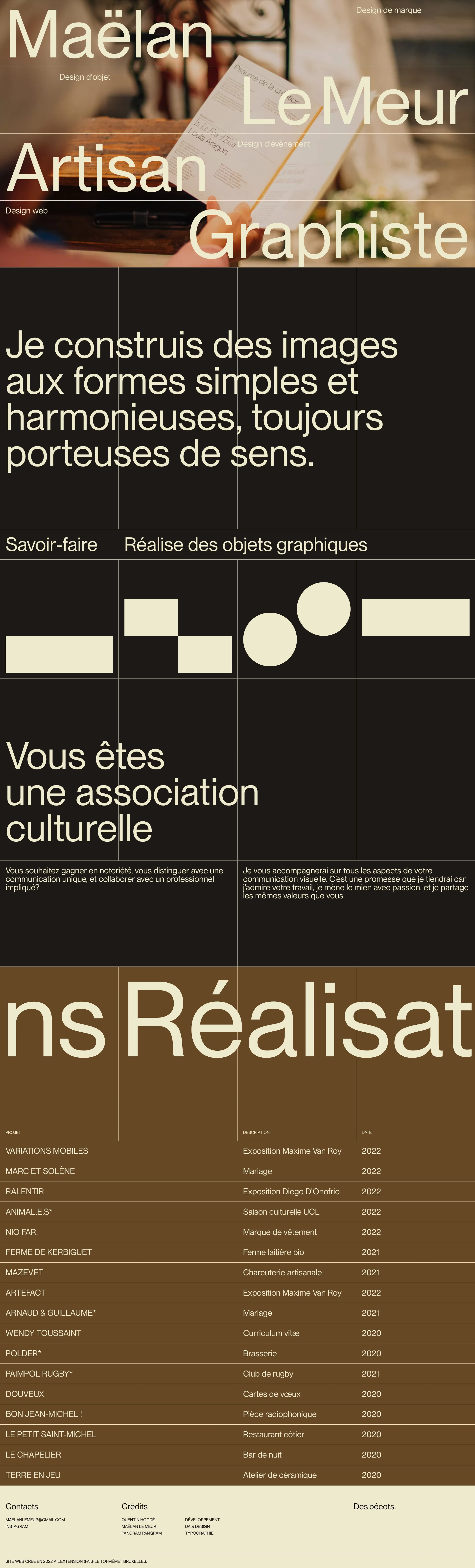 Maëlan Le Meur Landing Page Example: I build images with simple shapes and harmonious, always meaningful.