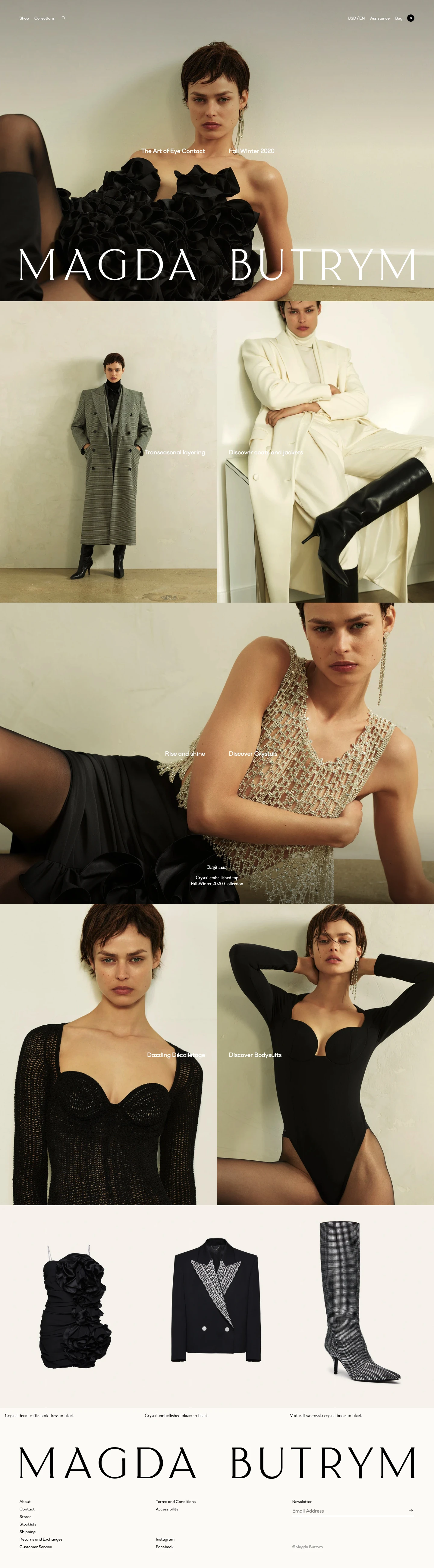 Magda Butrym Landing Page Example: Official luxury clothing designer ready-to-wear brand store Magda Butrym. Online Fashion Store. Luxury Designer Clothes. Luxury Fashion.