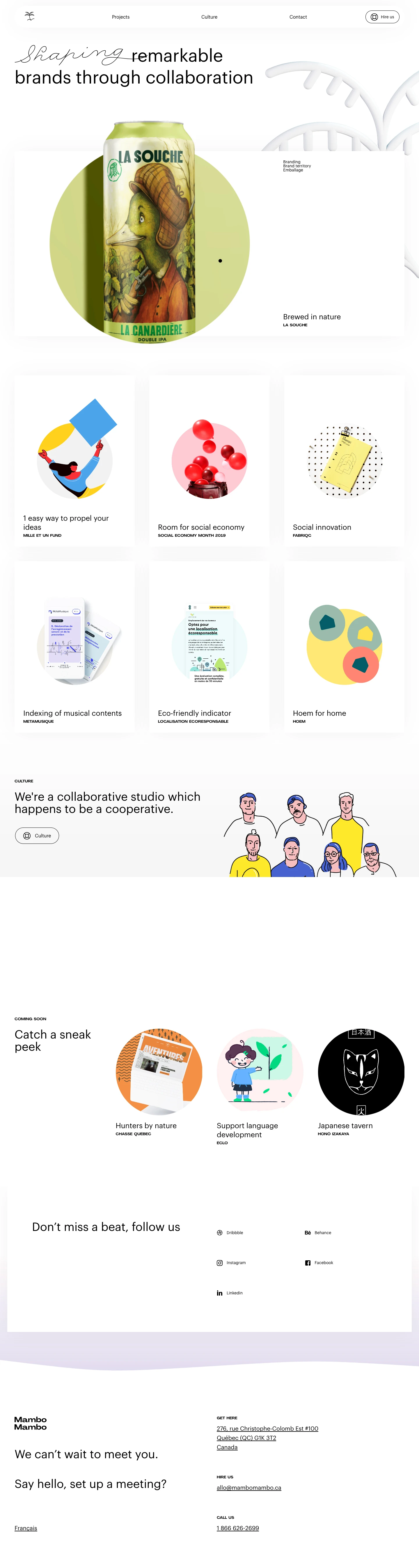 MamboMambo Landing Page Example: Shaping remarkable brands through collaboration. We're a collaborative studio which happens to be a cooperative.