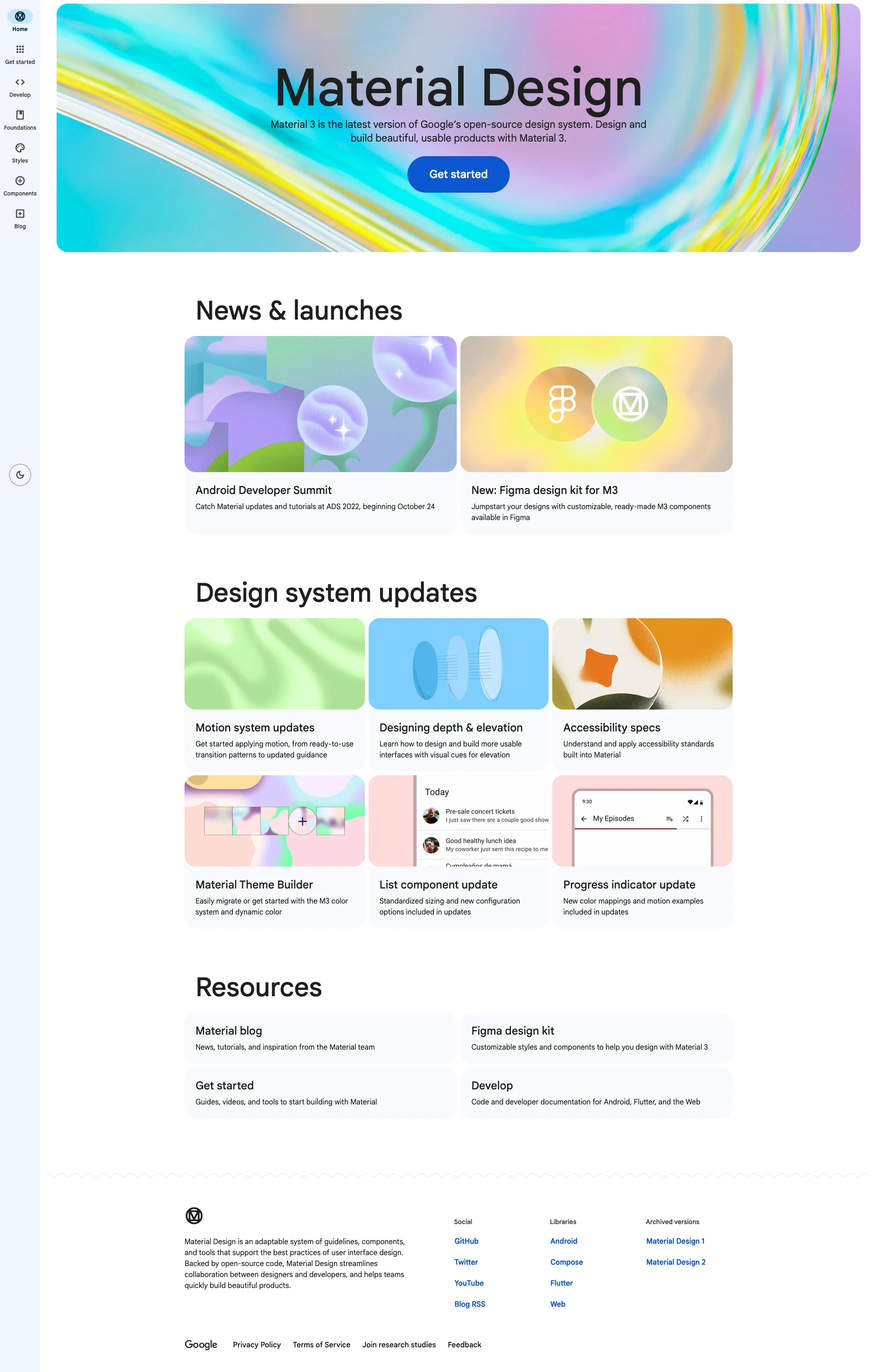 Material Design Landing Page Example: Build beautiful, usable products faster. Material Design is an adaptable system—backed by open-source code—that helps teams build high quality digital experiences.