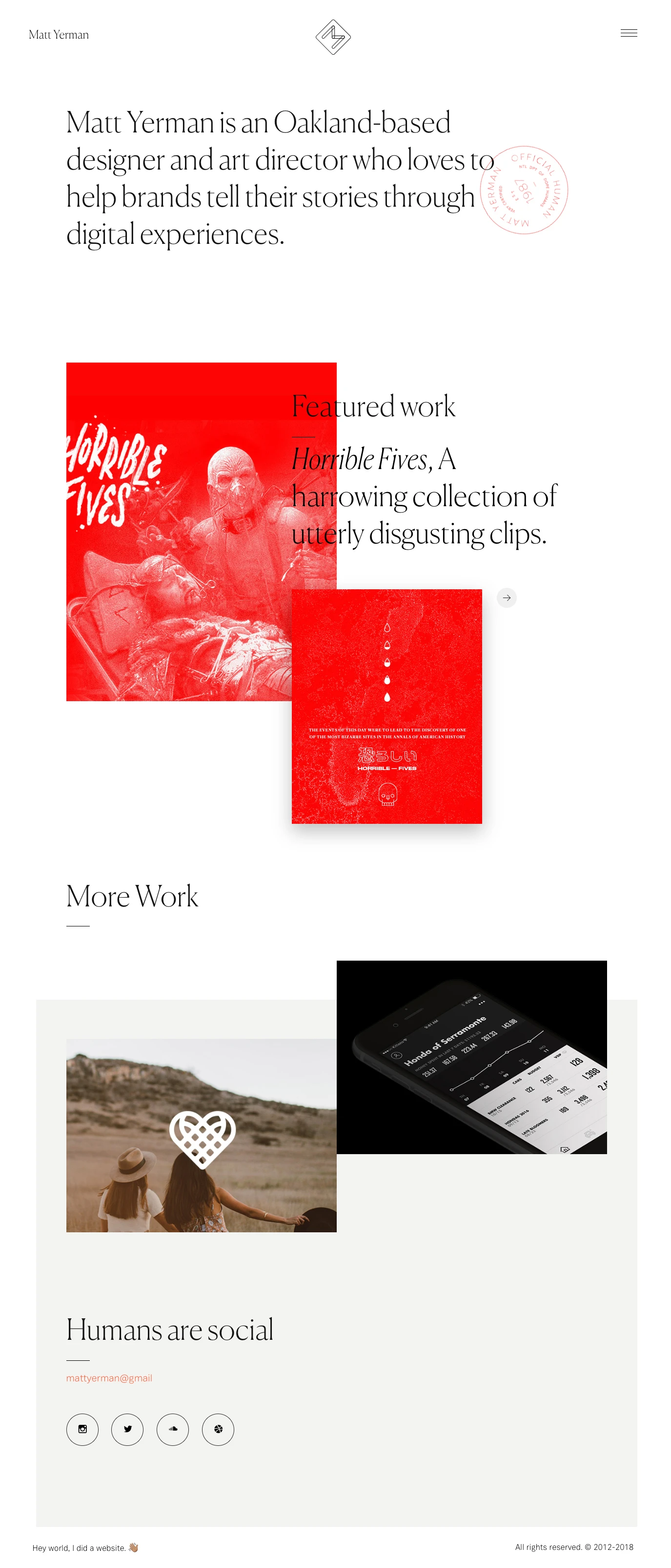 Matt Yerman Landing Page Example: Matt Yerman is an Oakland-based designer and art director who loves to help brands tell their stories through digital experiences.