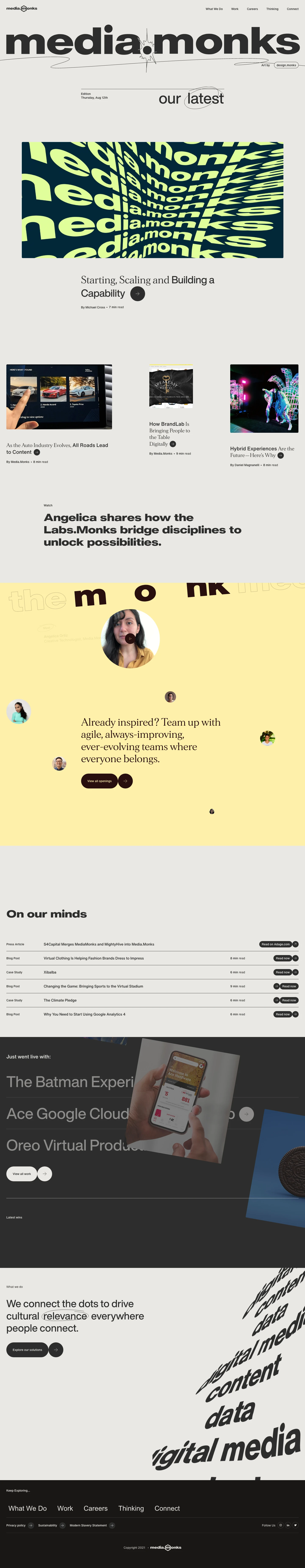 Media.Monks Landing Page Example: Challenging the bounds of creativity, one impactful experience at a time.